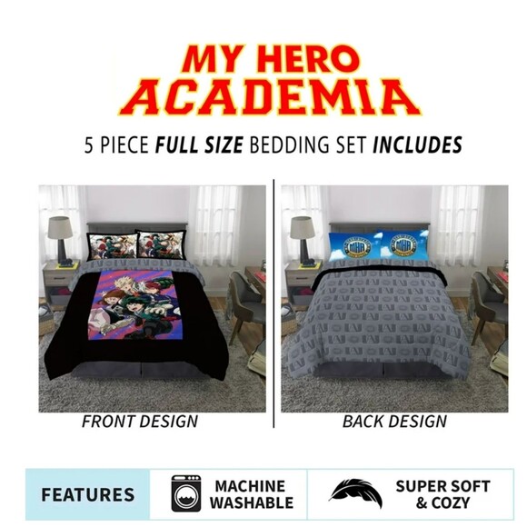 Jay Franco My Hero Academia Anime Full Comforter Set - 5 Piece Bedding - Picture 6 of 8